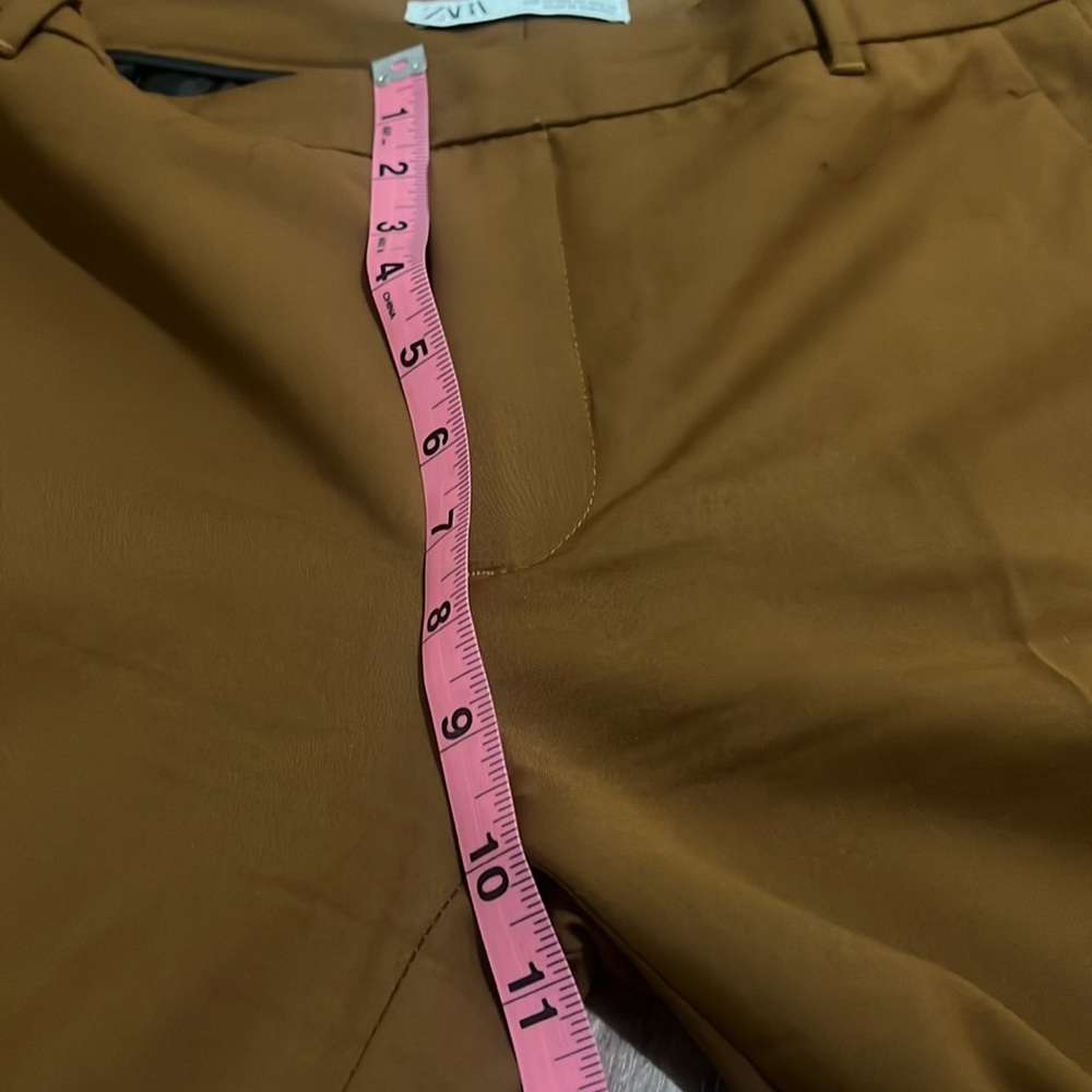 Zara Brown Trouser Dress Pants Cropped Ankle Petite - Picture 3 of 6